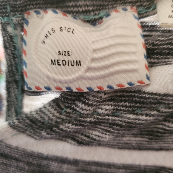 Anthropologie By 9-HI5 STCL Long Sleeve Back Tie Striped Top. - Picture 7 of 10